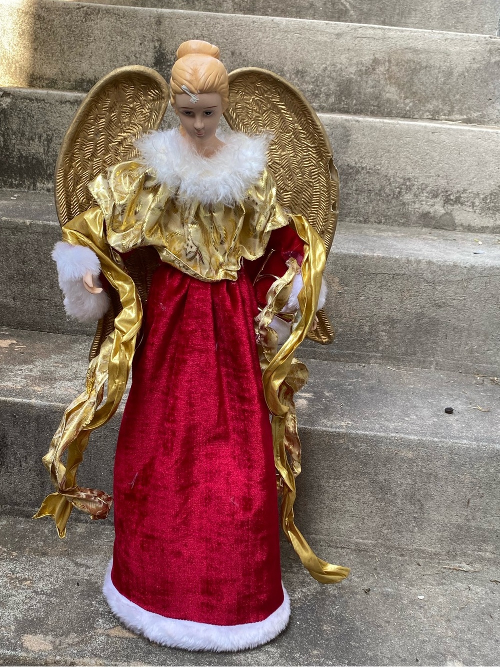 Kids Red and Gold Angel Costume with White Trim